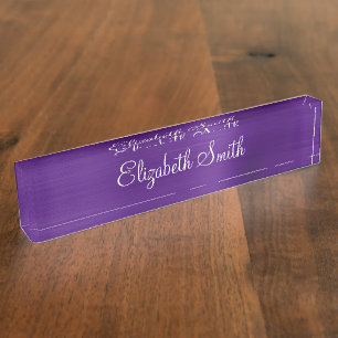 Königlich Violette Faux-Metallfolie Namensplakette