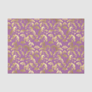 Königlich violettes Ginkgoblatt Luxus-Goldmuster Seidenpapier