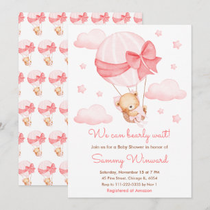 Königlich warten rosa Ballon Mädchen Babyparty Einladung