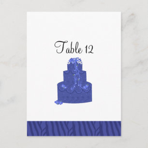 Königlichblaue Hochzeitstorte Tisch Sitzkarte Postkarte