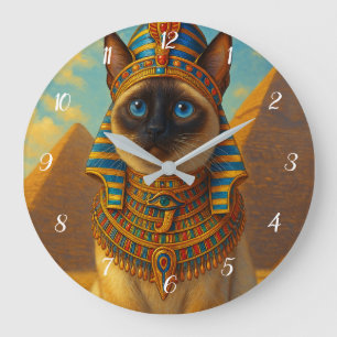 Königliche ägyptische Pharaonenkatze in der Wüste Große Wanduhr