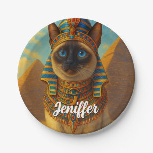 Königliche ägyptische Pharaonenkatze in der Wüste Pappteller