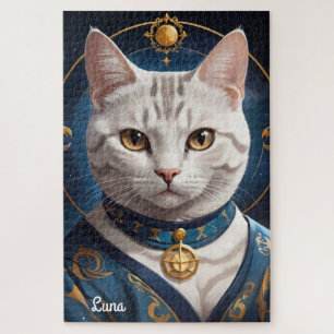 Königliche American Shorthair-Katze in Blau geklei