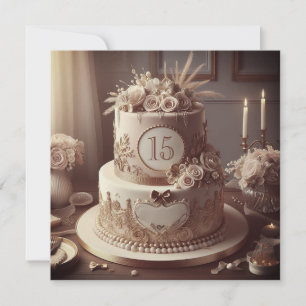 KÖNIGLICHE BEARBEITBARE HOCHZEITSTAG-TORTE EINLADUNG