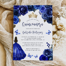 Königliche blaue Blumen-Quinceañera