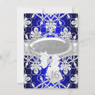 Königliche blaue Diamant-Tiara Prinzessin Sweet 16 Einladung