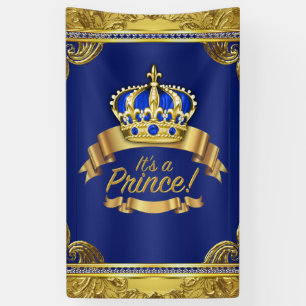 Königliche Blaue Gold Kronprinz Baby Shower Banner