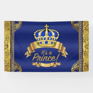 Königliche Blaue Gold Kronprinz Baby Shower Banner