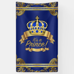 Königliche Blaue Gold Kronprinz Baby Shower Banner