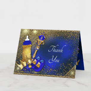Königliche Blaue Gold Prinz Baby Shower  Dankeskarte