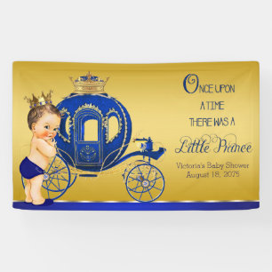 Königliche Blaue Gold Prinz Karosse Baby Shower Banner