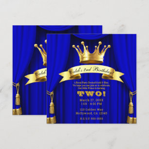 Königliche Blaue Goldene Königskrone Prinzengeburt Einladung