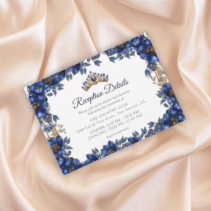 Königliche blaue goldene Tiara Floral Quinceañera Begleitkarte
