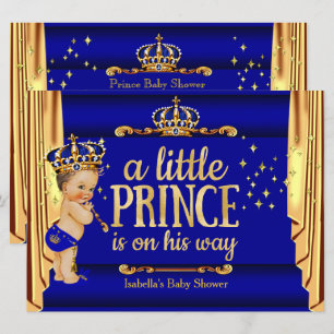 Königliche blaue goldene Vorhänge Prinz Baby Showe Einladung