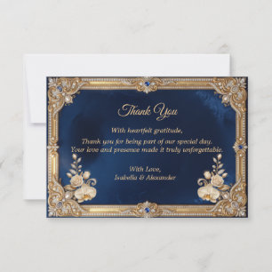 Königliche blaue Goldkronen-Perlen-Eleganz Luxus Dankeskarte