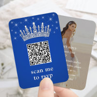 Königliche blaue Quinceañera-Krone & Sterne QR RSV