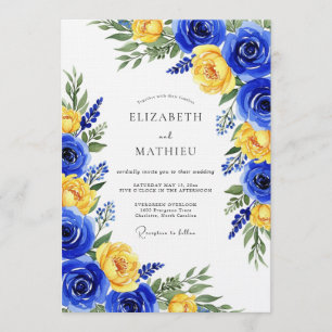 Königliche Blaue Rosen Botanische Hochzeit Einladung