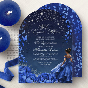 Königliche Blaue Sternennacht Quinceanera Einladung