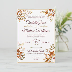 Königliche Burgunder-Aquarell-Blumen-Hochzeitseinl Einladung
