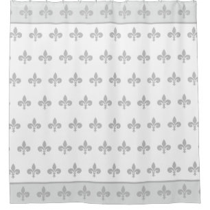Königliche Fleur de lis, Lilienblüten auf hellgrau Duschvorhang