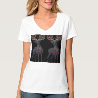 Königliche florale kosmische Hirsch T-Shirt