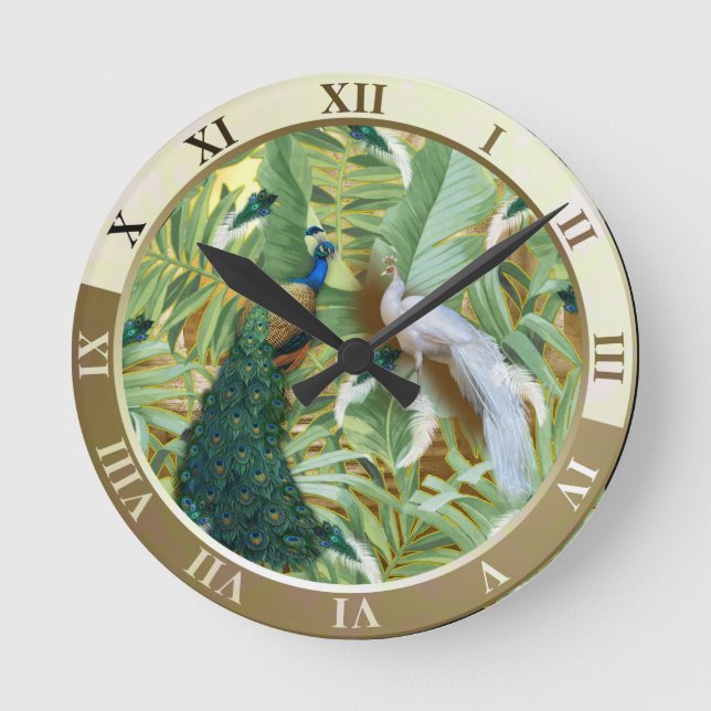 Königliche Friedhöfe in Weiß und Blau Runde Wanduhr (Vorderseite)