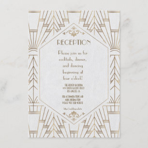 Königliche Gold Art Deco Monogramm Hochzeitsempfan Begleitkarte