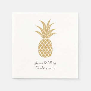 Königliche goldene Ananas Hochzeits-Cocktailservie Serviette
