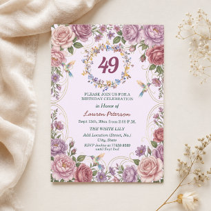 Königliche Goldene Florale Kolibris 49. Geburtstag Einladung