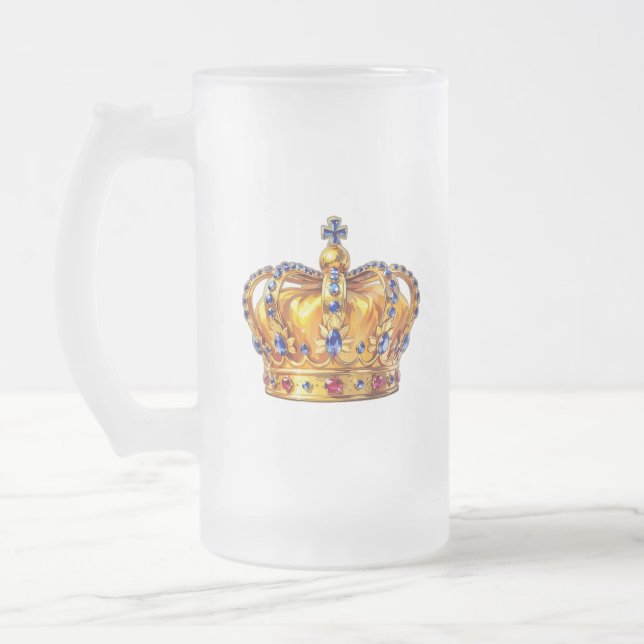 Königliche goldene Krone Mattglas Bierglas (Links)
