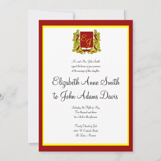 Königliche Hochzeit Einladung Rot und Gold (Vorderseite)