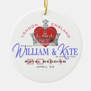 Königliche Hochzeit Williams u. Kate Keramikornament