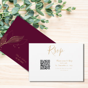 Königliche Hochzeitsburgund qr-Minimalisten RSVP Karte