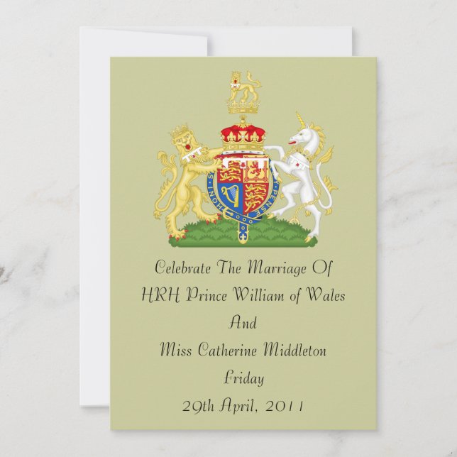 Königliche Hochzeitscoat der Einladung von Waffen  (Vorderseite)