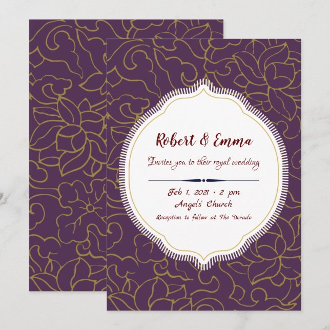 Königliche Hochzeitseinladung Einladung (Vorne/Hinten)