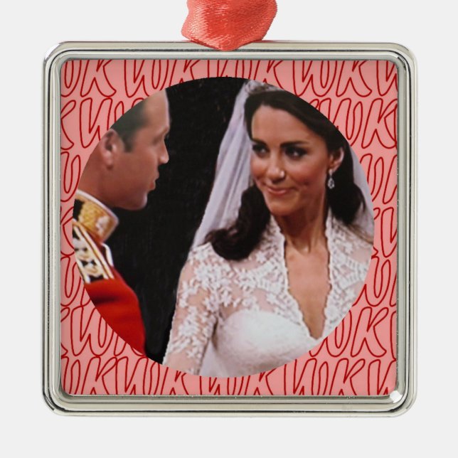 Königliche Hochzeitsverzierung Williams und Kate Silbernes Ornament (Vorne)