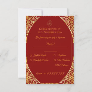 Königliche indische Hochzeitsantwortvorlage RSVP Karte