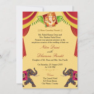 Königliche indische Hochzeitseinladung im Hindu-St Einladung