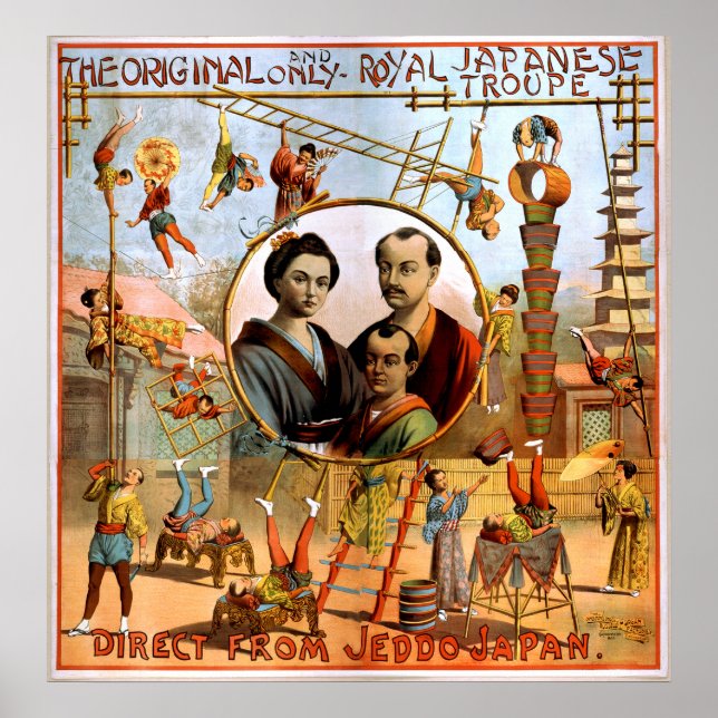 Königliche Japanische Truppe 1892 Circus Vintag Poster (Vorne)