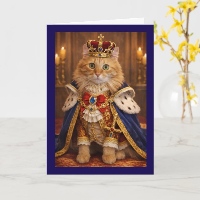 Königliche Katzengeburtstag Karte (Gelbe Blume)