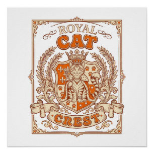 Königliche Katzenwappen Katzen Heraldik Wappen Vin Poster