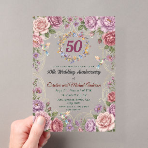 Königliche Kolibris zum 50. Hochzeitstag Acryleinladungen