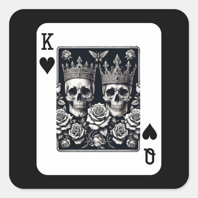 Königliche Königin & Königin der Herzen Skulls & R Quadratischer Aufkleber (Vorderseite)