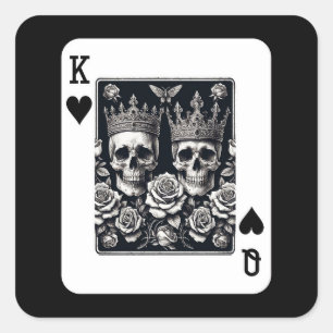 Königliche Königin & Königin der Herzen Skulls & R Quadratischer Aufkleber