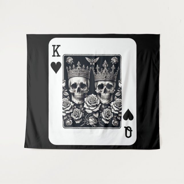 Königliche Königin & Königin der Herzen Skulls & R Wandteppich (Vorderseite (Horizontal))