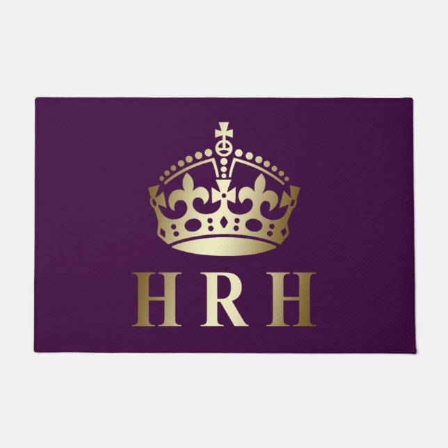 Königliche Krone aus Gold und Lila HRH Fußmatte (Vorderseite)
