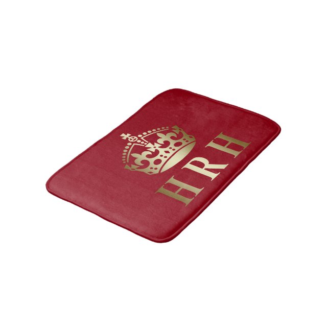 Königliche Krone Gold und Rot Badematte (Schrägansicht)