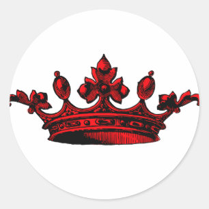 Königliche Krone in rotem Prinzen, Prinzessin, Runder Aufkleber