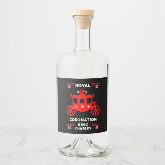Königliche Krönung König Charles III Alkoholflaschenetikett (Vorderseite)