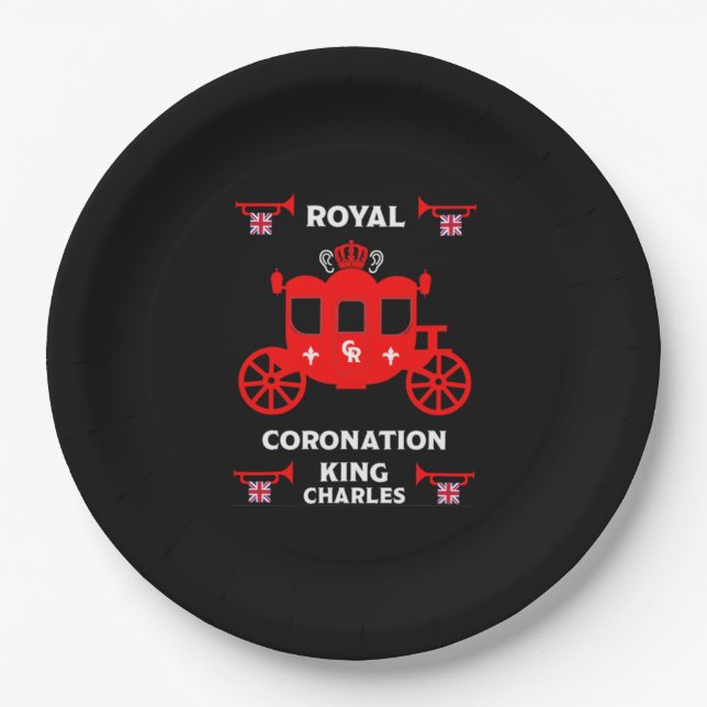 Königliche Krönung König Charles III Pappteller (Vorderseite)